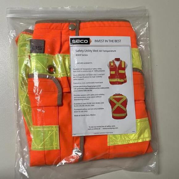 SECO Class 2 Surveyor’s Vest with Mesh Back, Orange, Medium, 44"-46" Chest - Picture 4 of 4